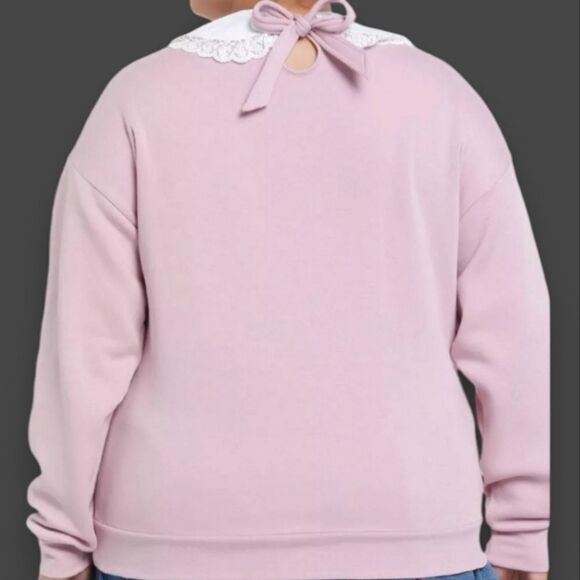 My Melody & Kuromi Lolita Lace Dusty Rose Pink Sweatshirt - Picture 3 of 3
